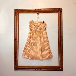 Vanessa Virginia - Strapless Orange & Cream Dress - Size 10